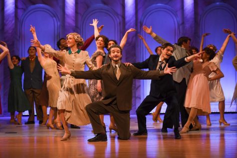 PARIS! Anya (Lizzy Rutt), Vlad (Jace Paynter), and Dimitry (Andrew Spagnola) sing their hearts out in Paris. 