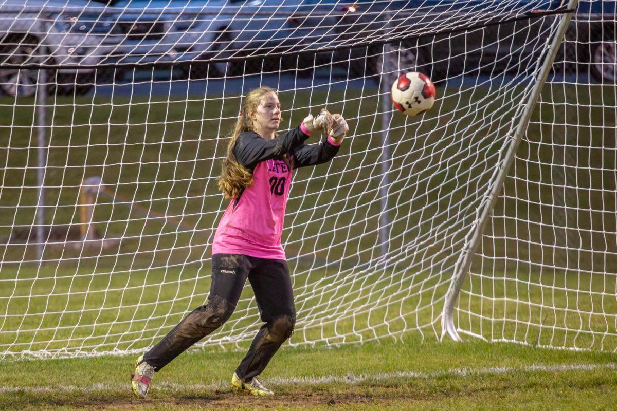 PROTECTING THE NET
Junior Avery Nelson showcases her goalkeeping prowess as she expertly defends the goal